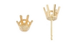 14Y 3.0mm 6 Claw Double Gallery Basket Earring Setting