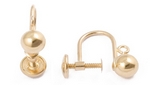 14Y Screw Back Earring With 5mm Ball & Ring